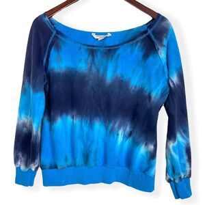 American Vintage Tie Dye Blue and Navy Scoop Neck Sweater Size Large